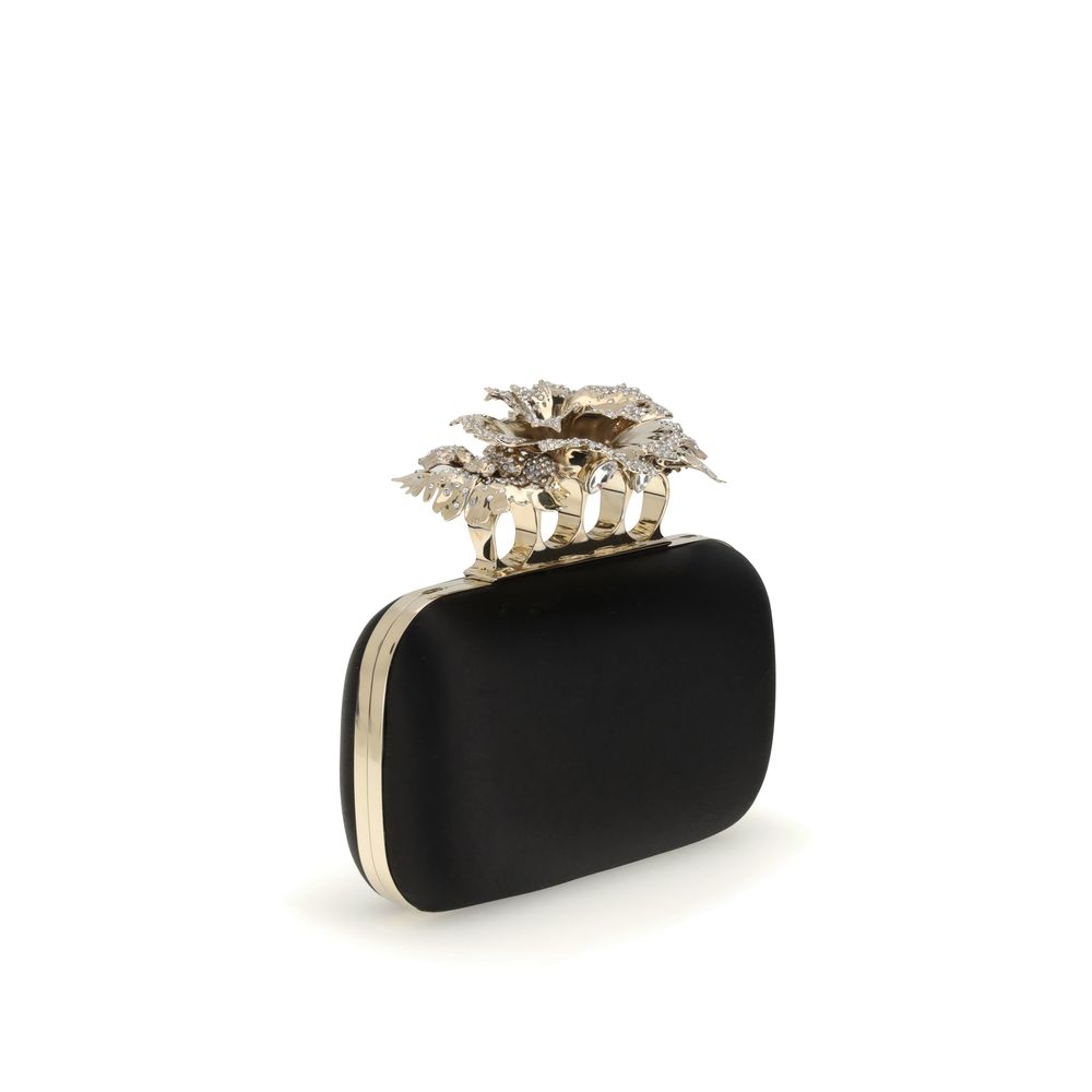 Alexander McQueen Seidene Clutch Tasche in Schwarz