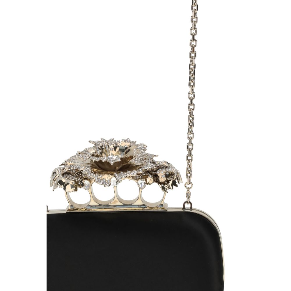Alexander McQueen Seidene Clutch Tasche in Schwarz
