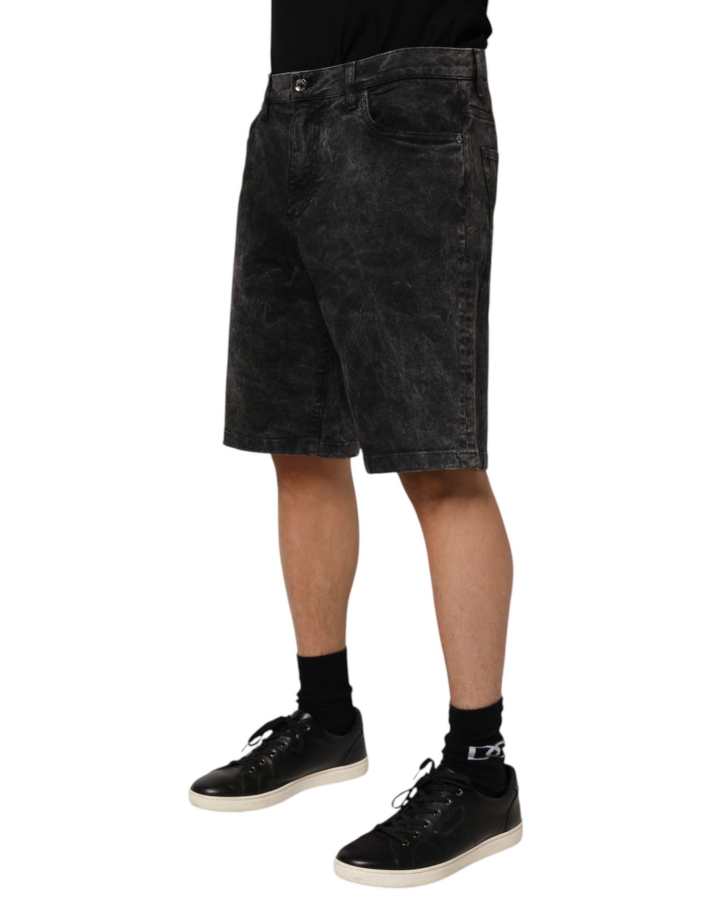 Dolce & Gabbana Schwarz Baumwolle Mid Waist Denim Männer Bermuda Short