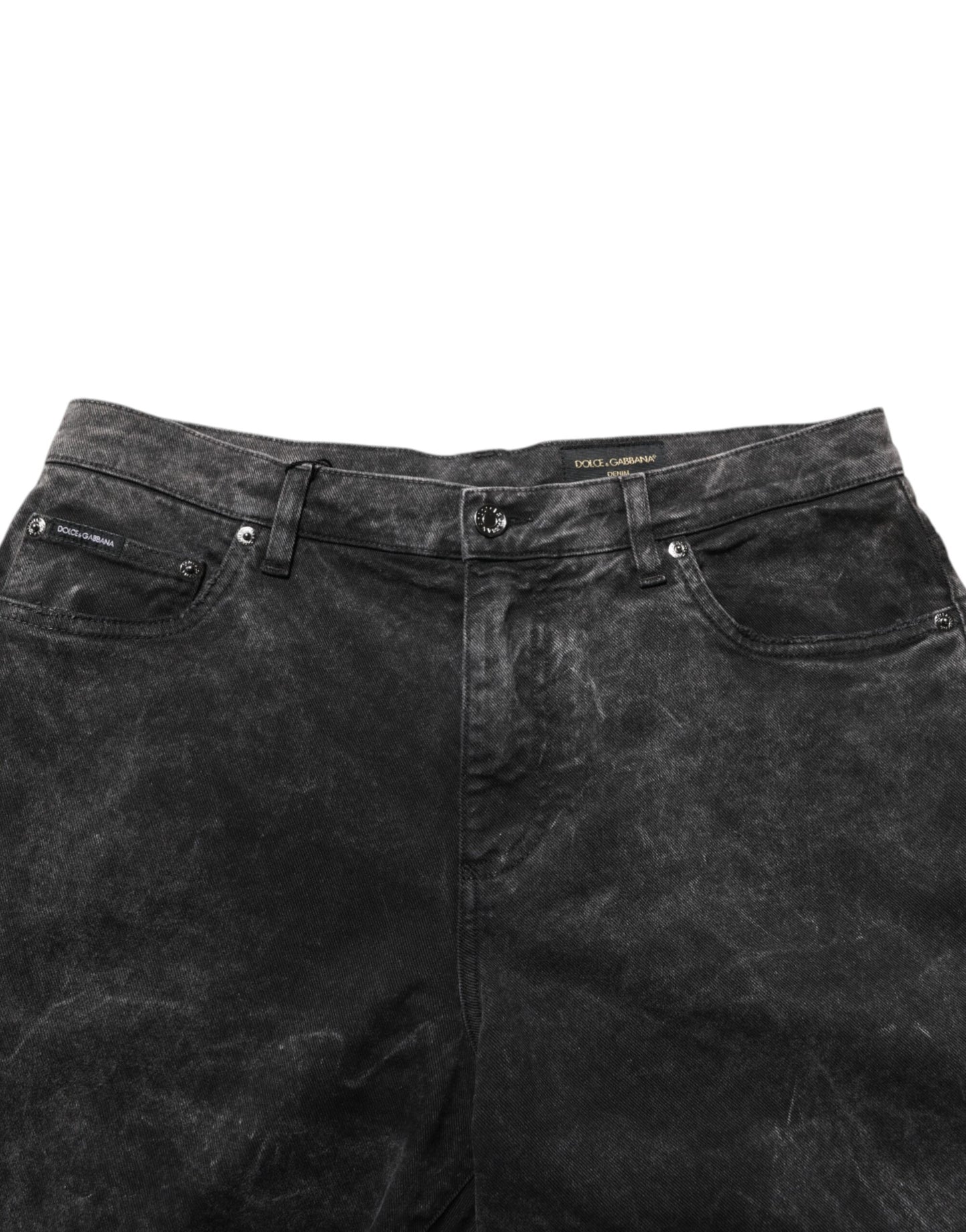 Dolce & Gabbana Schwarz Baumwolle Mid Waist Denim Männer Bermuda Short