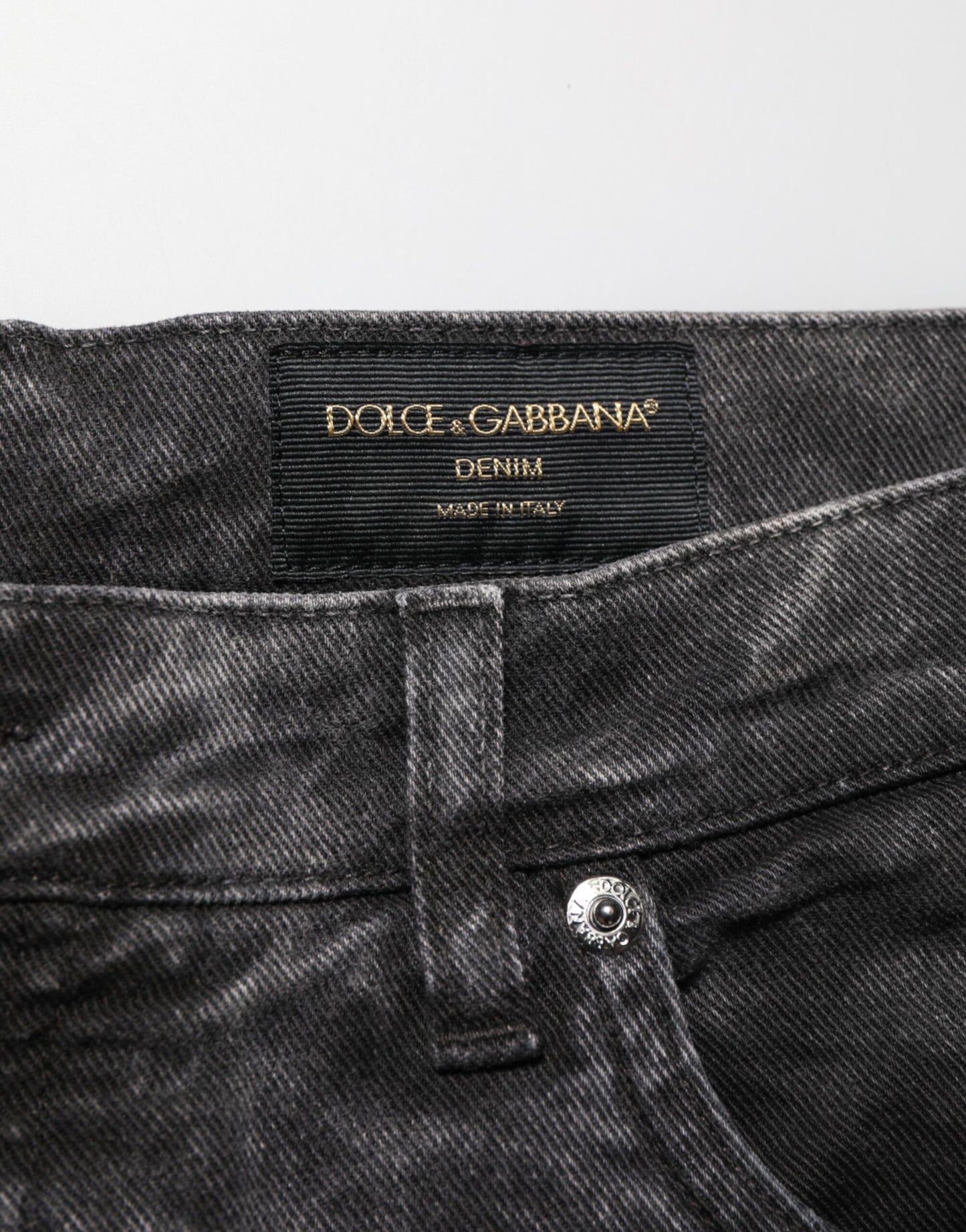 Dolce & Gabbana Schwarz Baumwolle Mid Waist Denim Männer Bermuda Short
