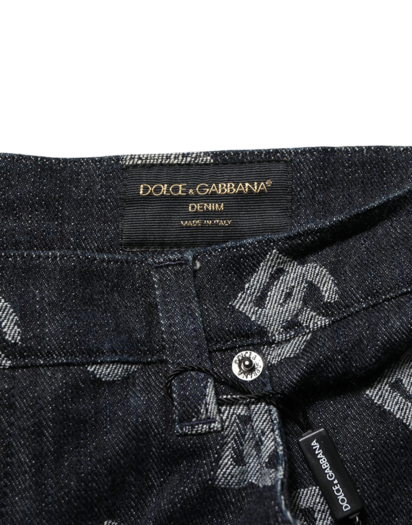 Dolce & Gabbana Schwarzes Monogramm Denim Cargo Herren Bermuda Short