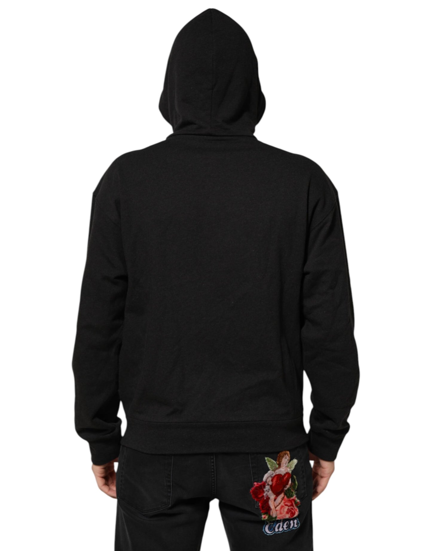 Dolce & Gabbana Schwarzes Logo FullZip Sweatshirt mit Kapuze Pullover