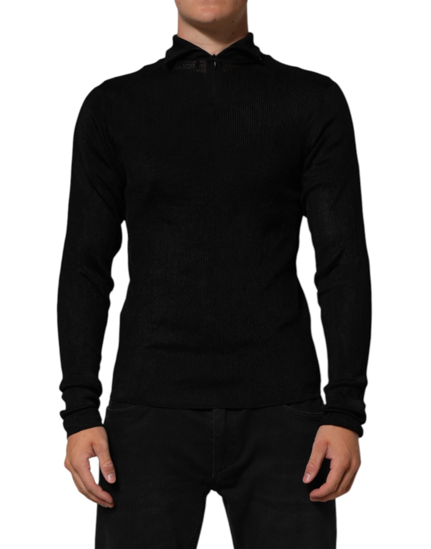 Dolce & Gabbana Schwarzer Viskose-Rollkragenpullover