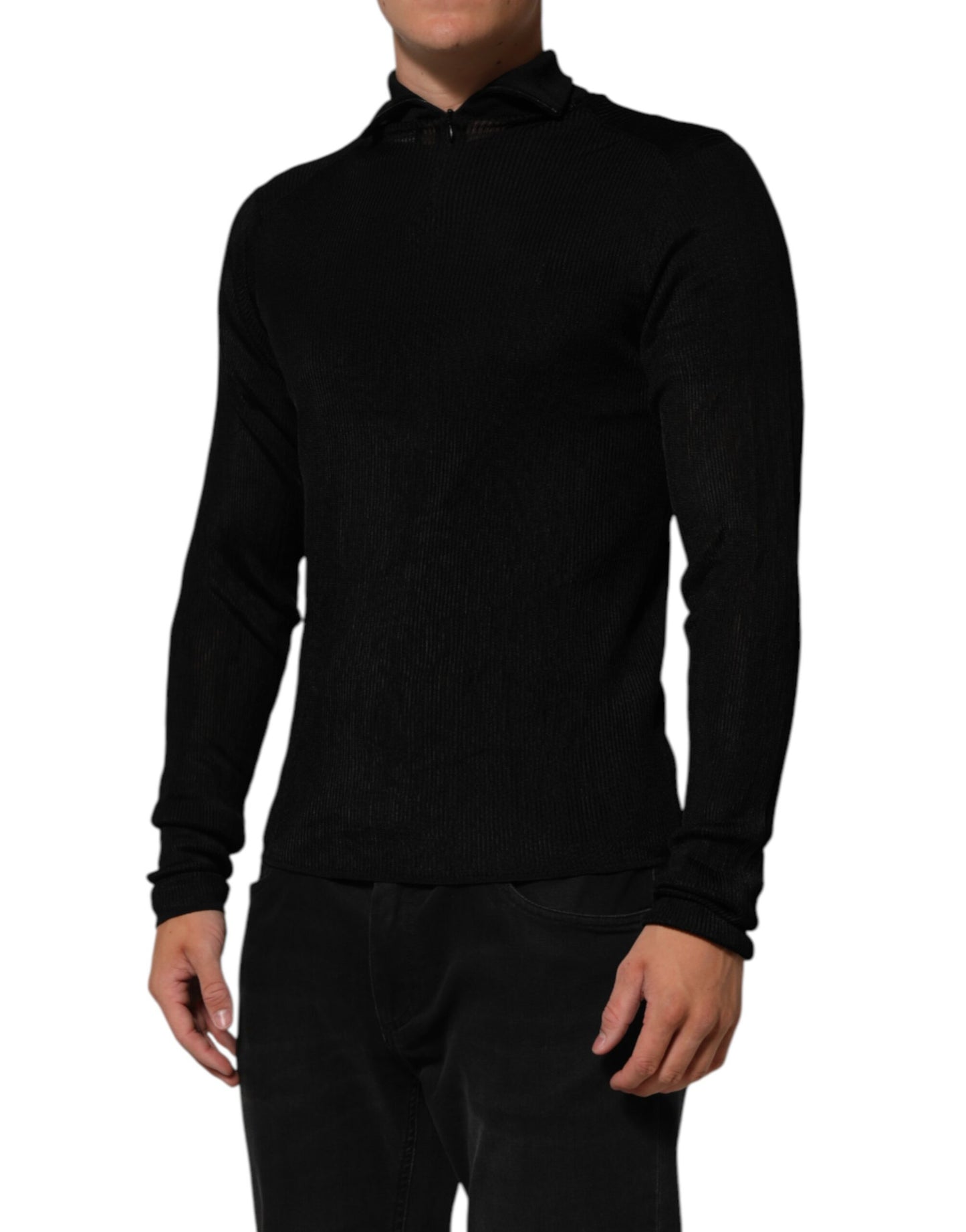 Dolce & Gabbana Schwarzer Viskose-Rollkragenpullover