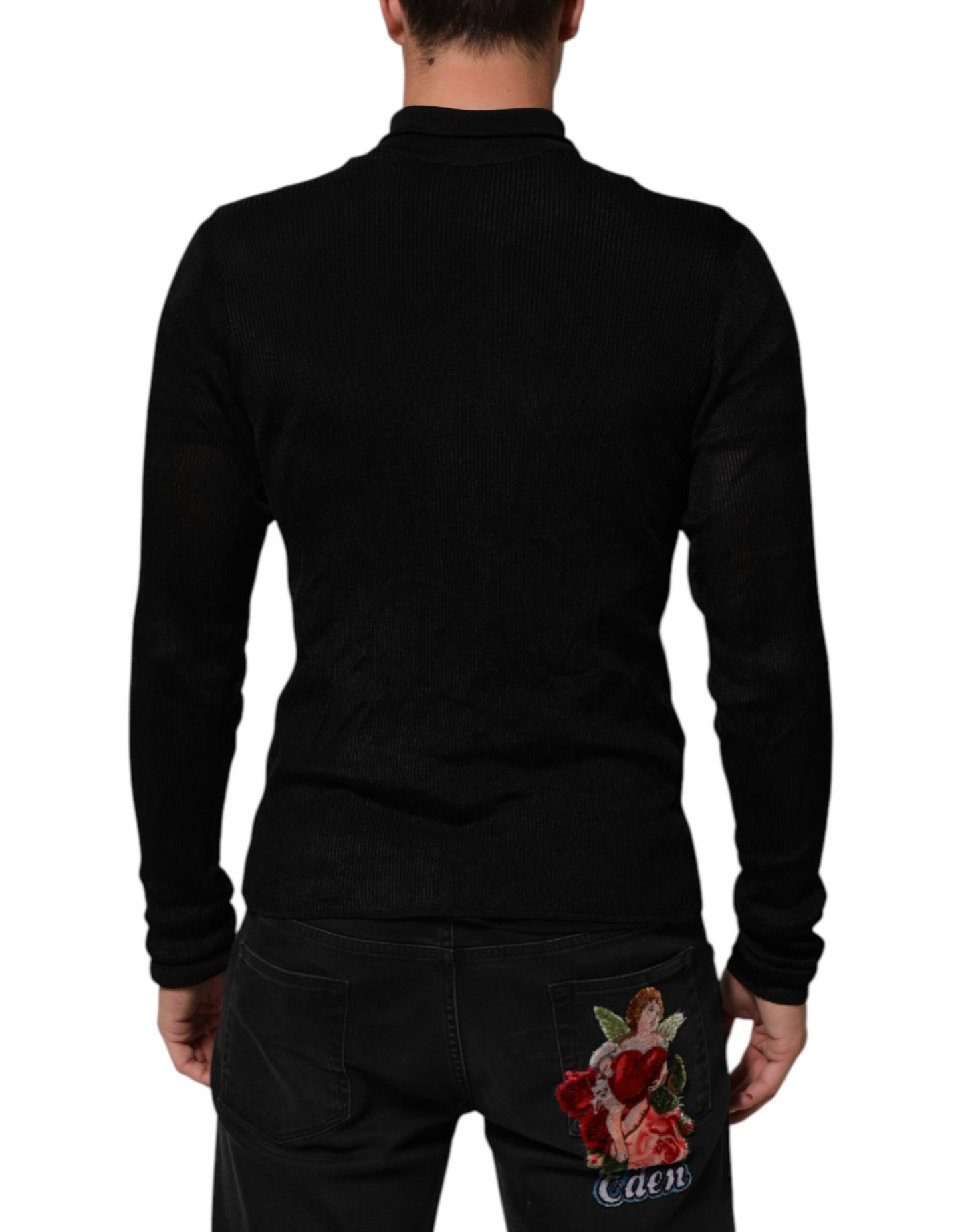 Dolce & Gabbana Schwarzer Viskose-Rollkragenpullover