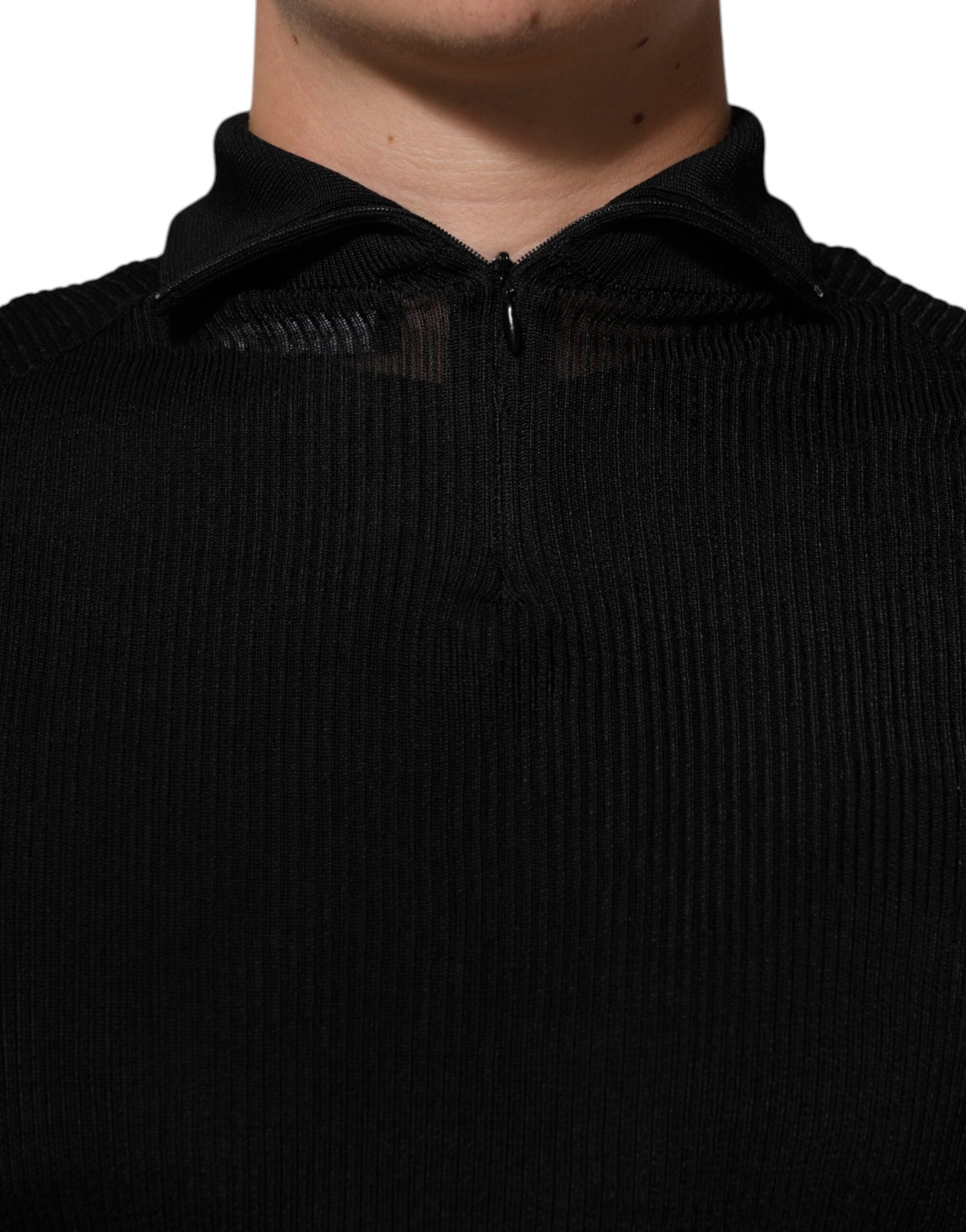 Dolce & Gabbana Schwarzer Viskose-Rollkragenpullover