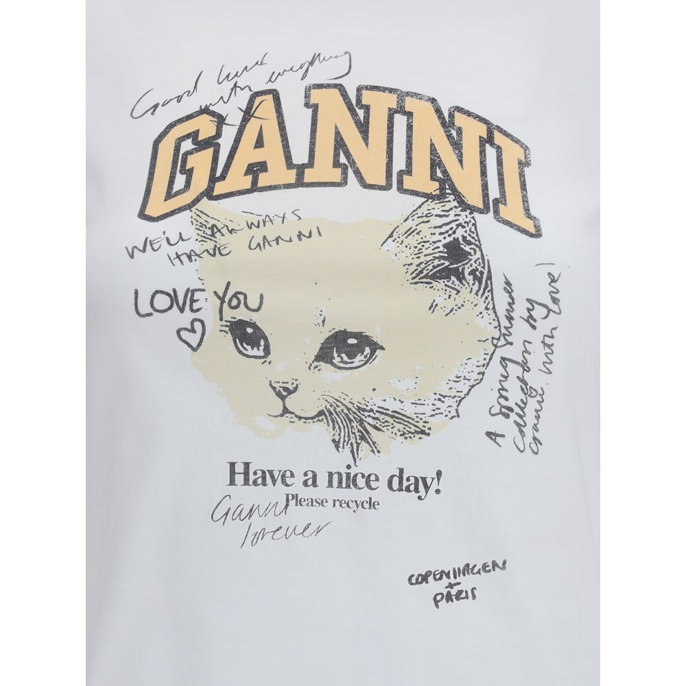 Ganni Baumwoll-T-Shirt in Weiß