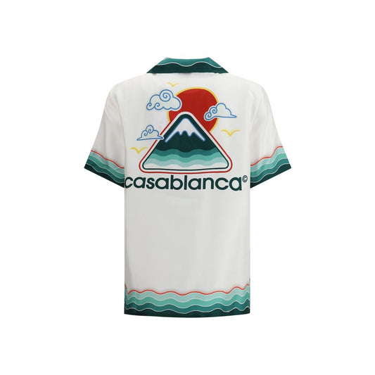 Casablanca Seidenhemd mit Muster in Weiß