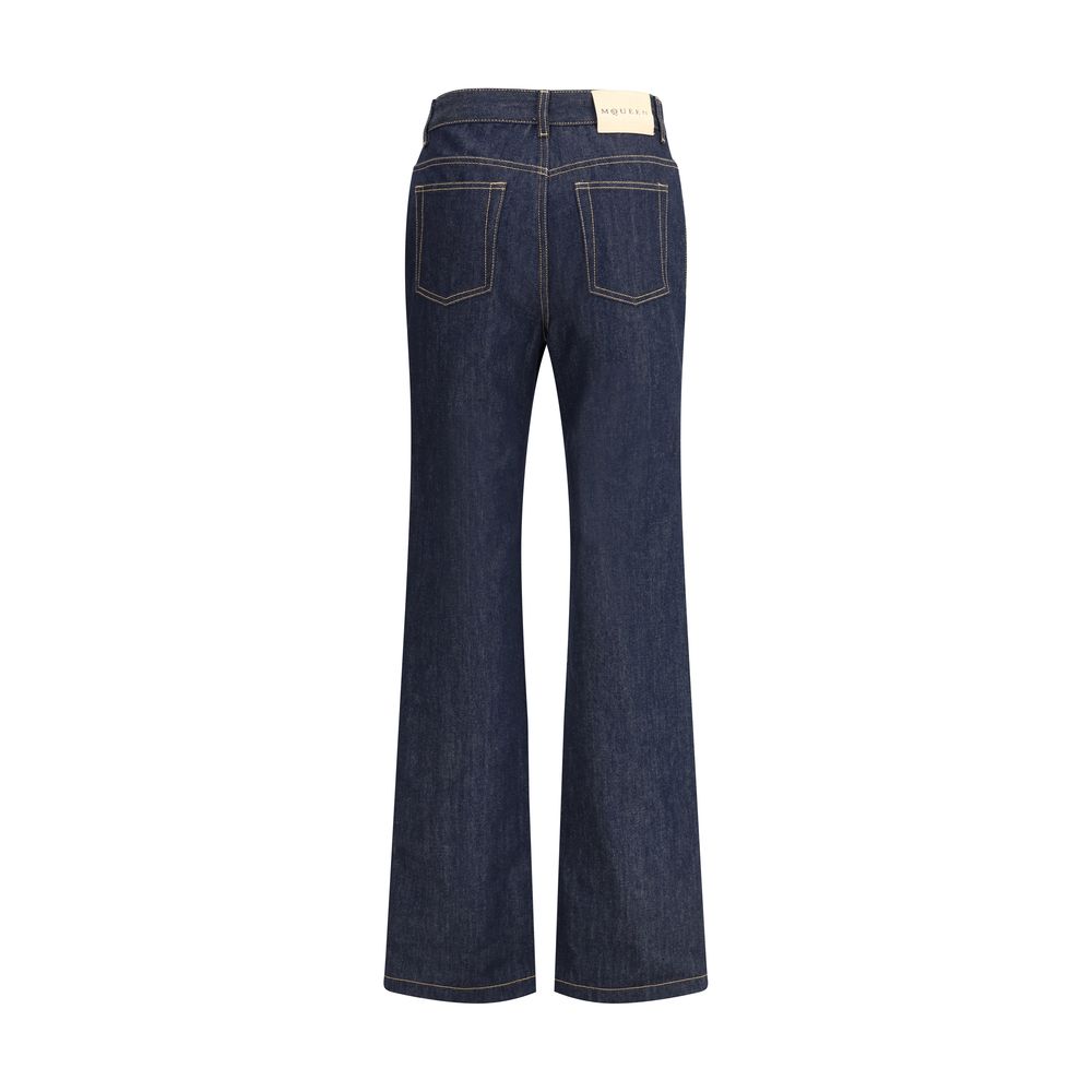 Alexander McQueen Gerade geschnittene Jeans aus blauem Baumwoll-Denim