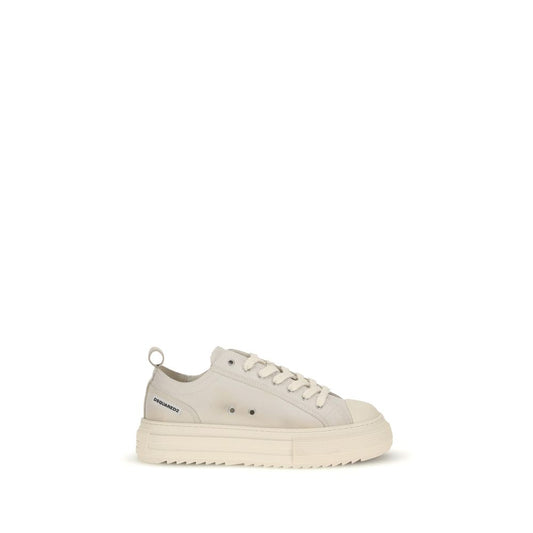 Dsquared² Cremefarbene Leder-Plateau-Sneaker