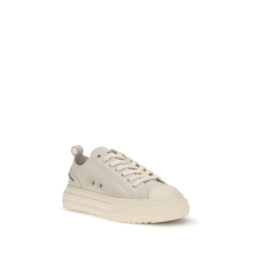 Dsquared² Cremefarbene Leder-Plateau-Sneaker