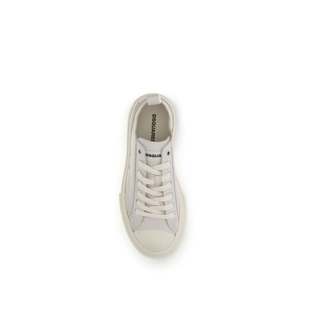 Dsquared² Cremefarbene Leder-Plateau-Sneaker