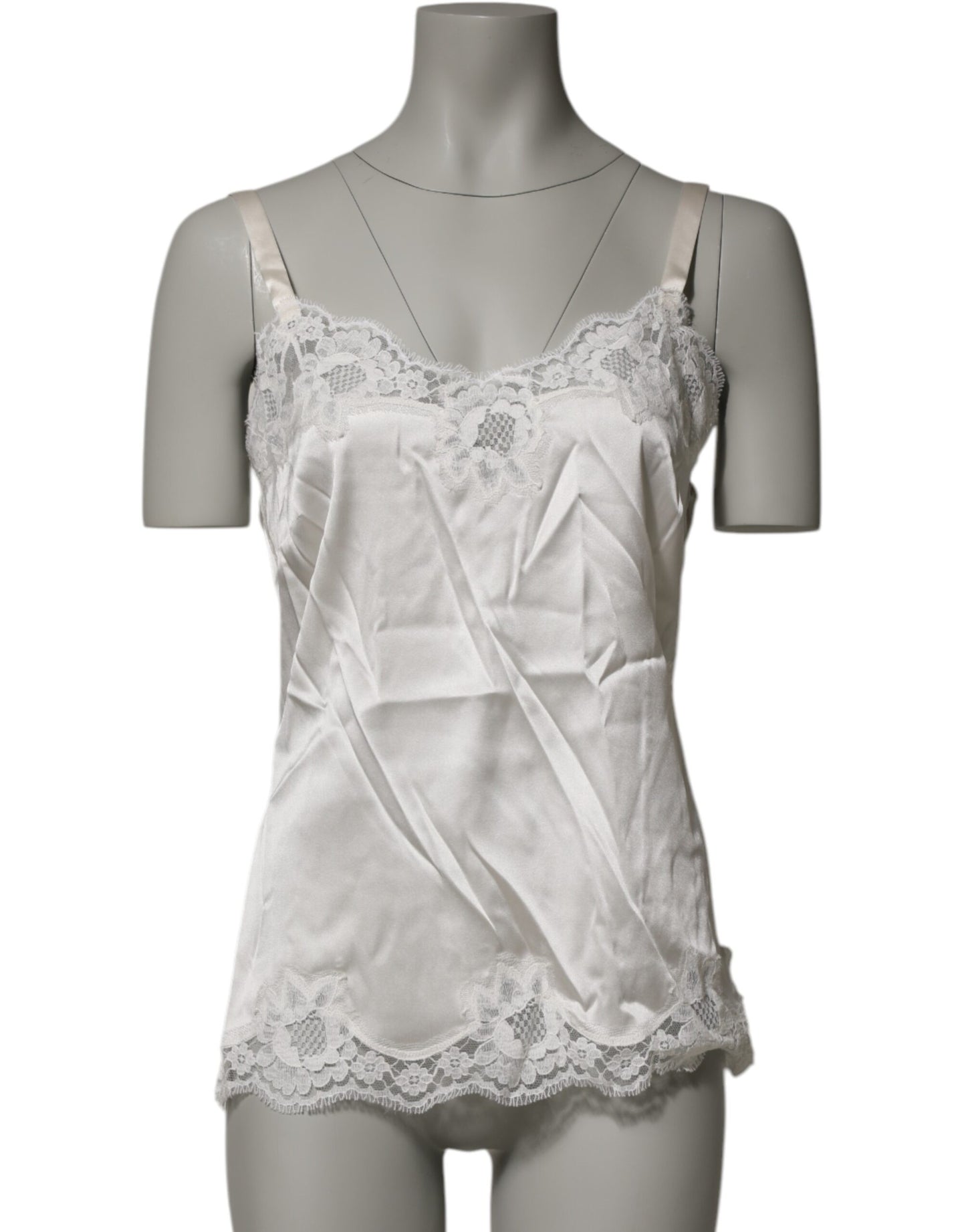 Dolce & Gabbana Off White Floral Lace Tank Lingerie Top Unterwäsche