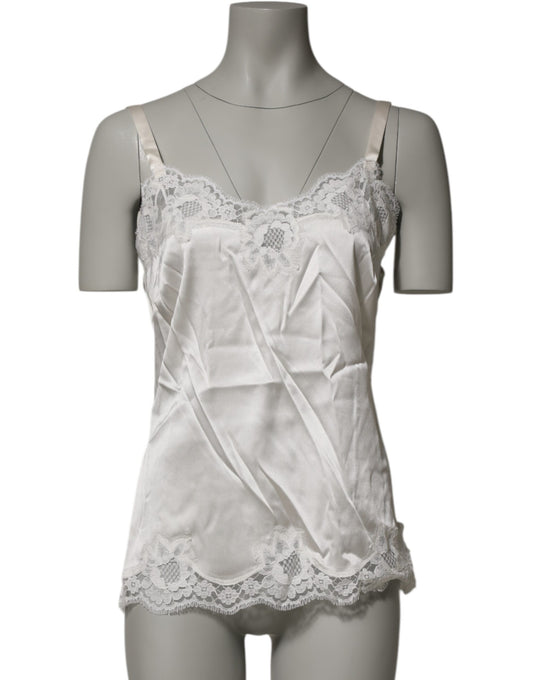Dolce & Gabbana Off White Floral Lace Tank Lingerie Top Unterwäsche