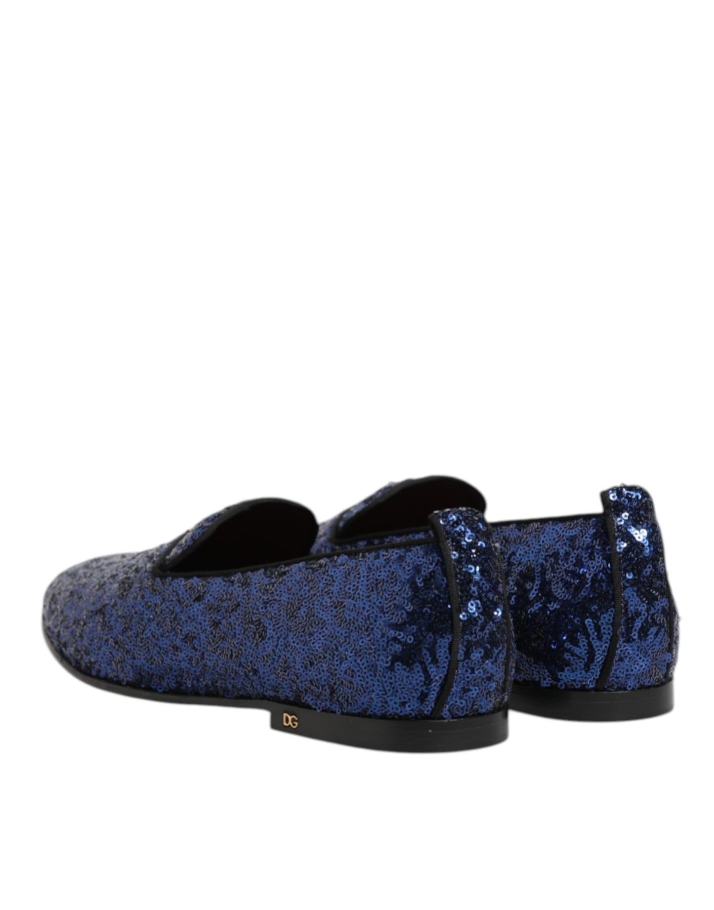 Dolce & Gabbana Blau Pailletten Loafers Hausschuhe Männer Kleid Schuhe