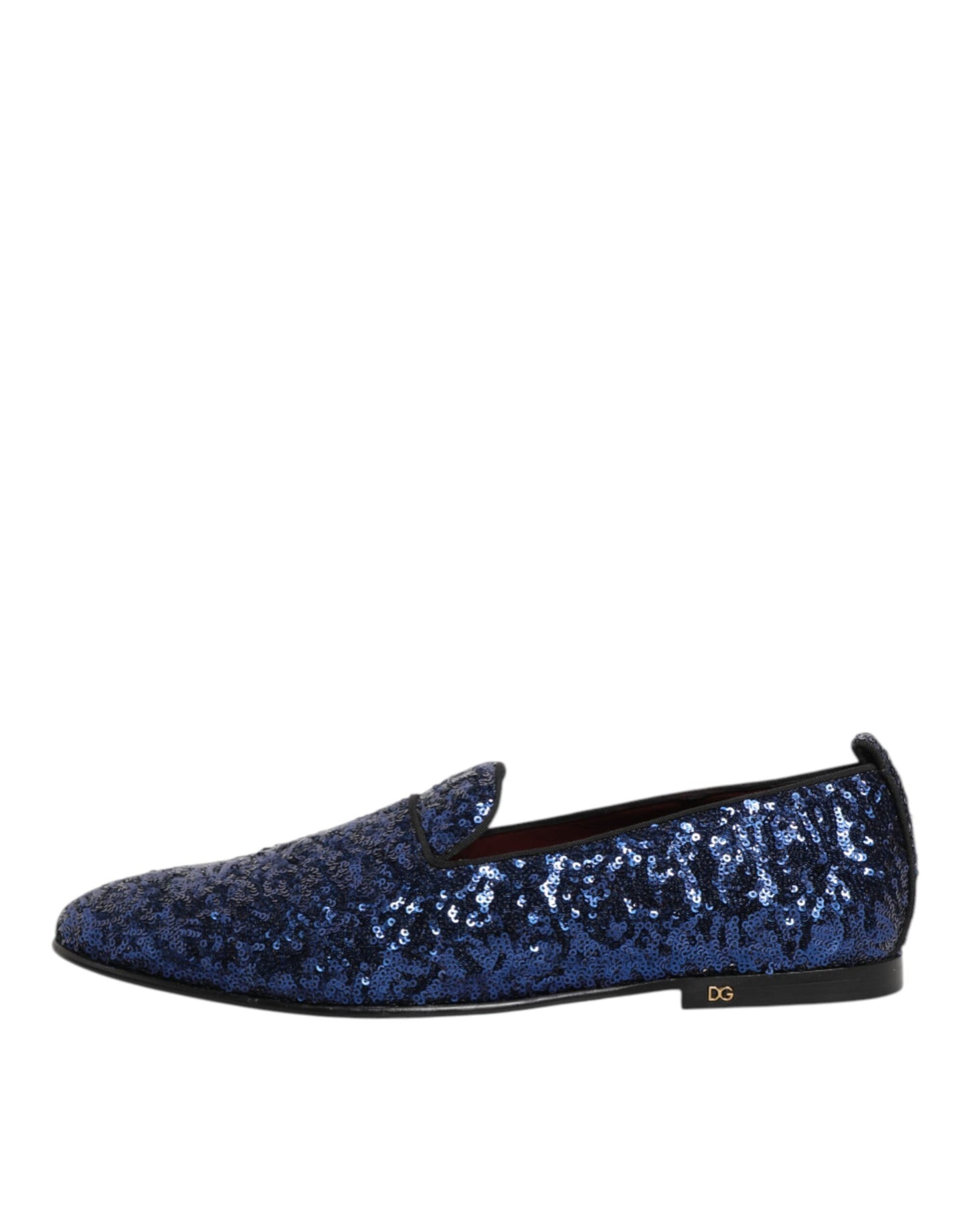 Dolce & Gabbana Blau Pailletten Loafers Hausschuhe Männer Kleid Schuhe