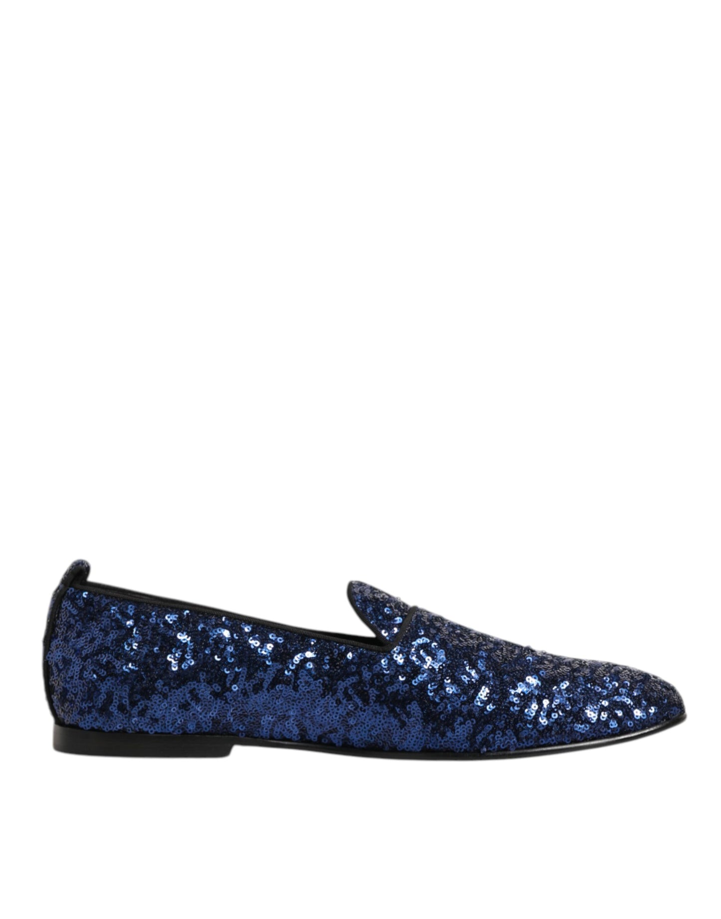 Dolce & Gabbana Blau Pailletten Loafers Hausschuhe Männer Kleid Schuhe