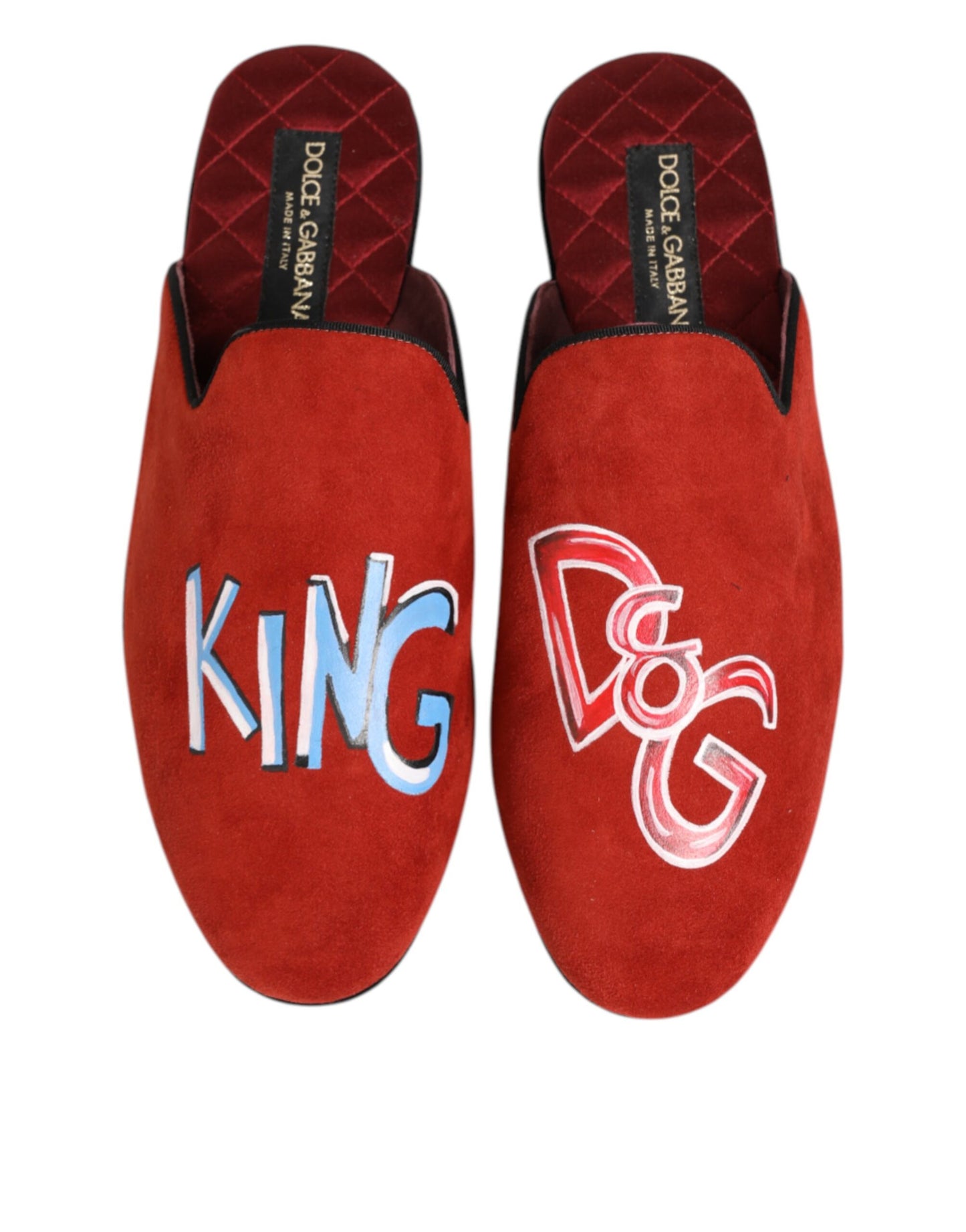 Dolce & Gabbana Rote Wildleder DG King Männer Hausschuhe Schuhe