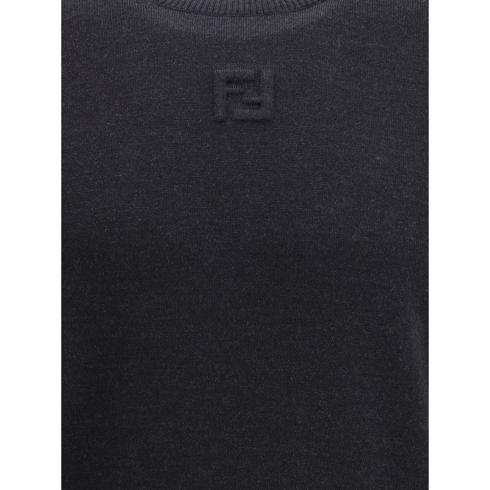 Fendi Schwarzer Woll-Fleece-Sweatshirt