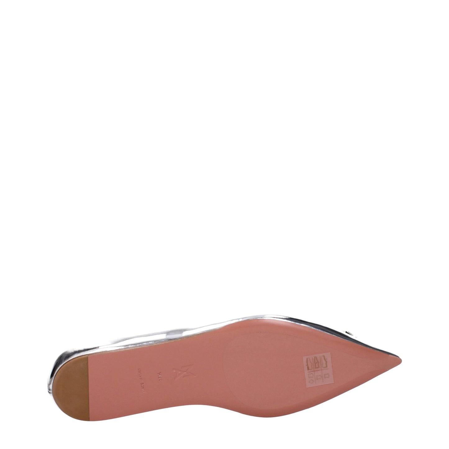 Amina Muaddi Graue Leder-Ballett-Flats