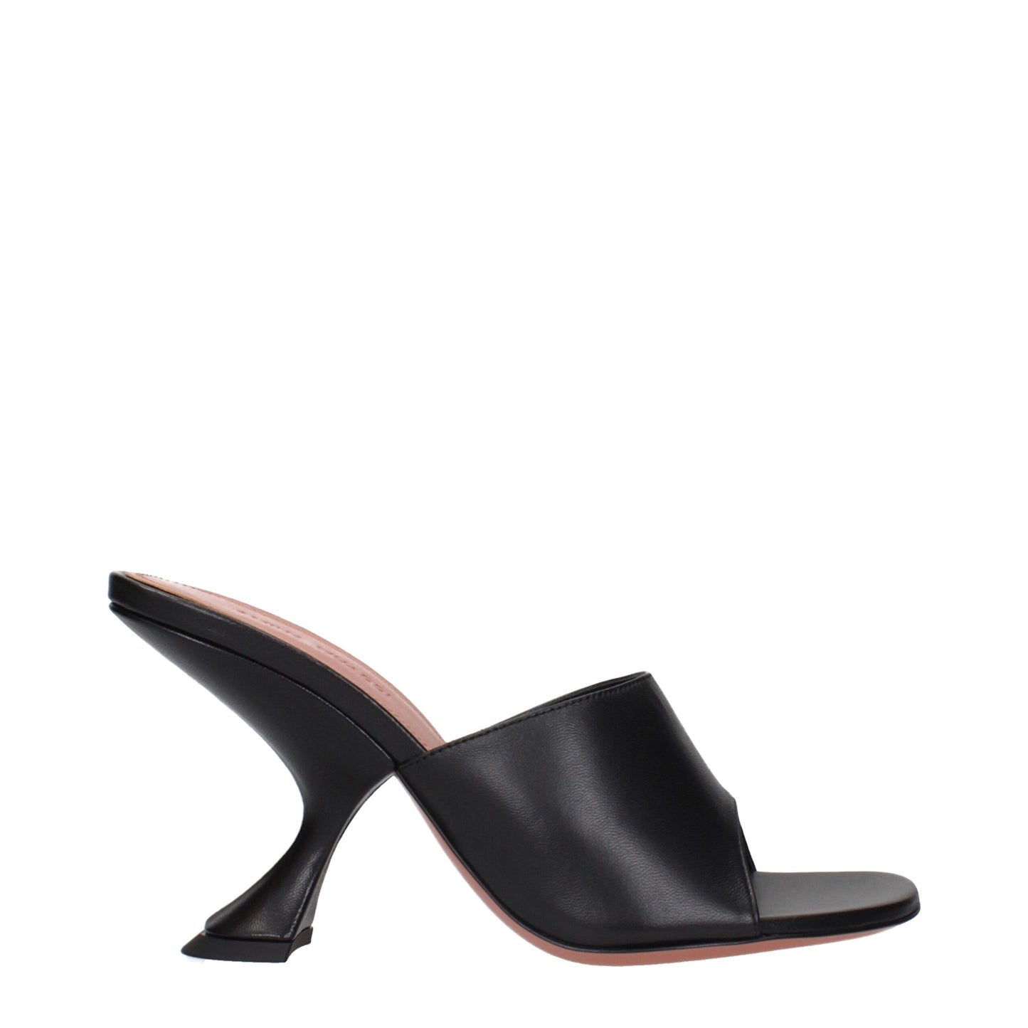 Amina Muaddi Schwarze Leder-Stilettos mit Pfennigabsatz