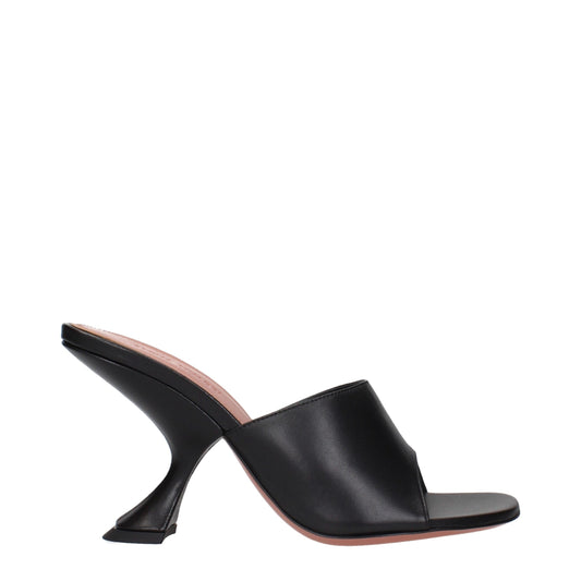 Amina Muaddi Schwarze Leder-Stilettos mit Pfennigabsatz