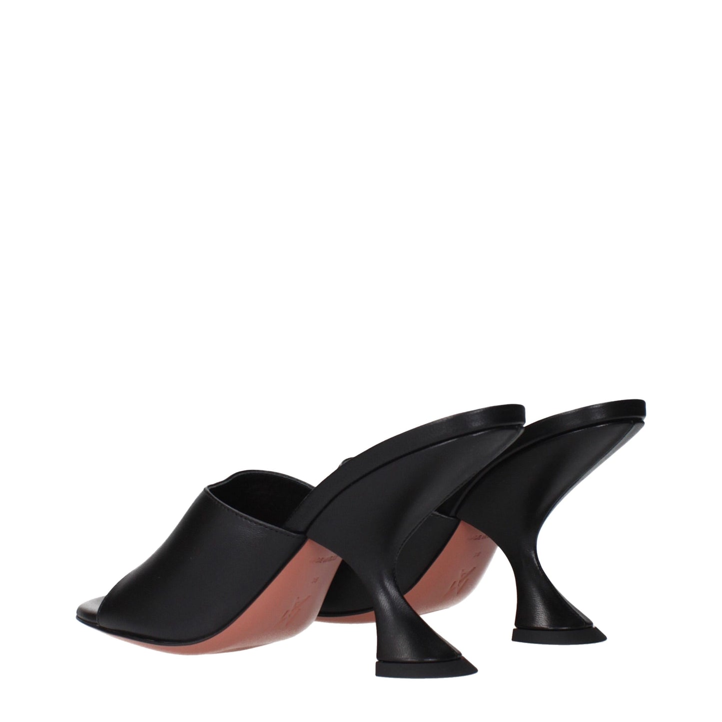 Amina Muaddi Schwarze Leder-Stilettos mit Pfennigabsatz