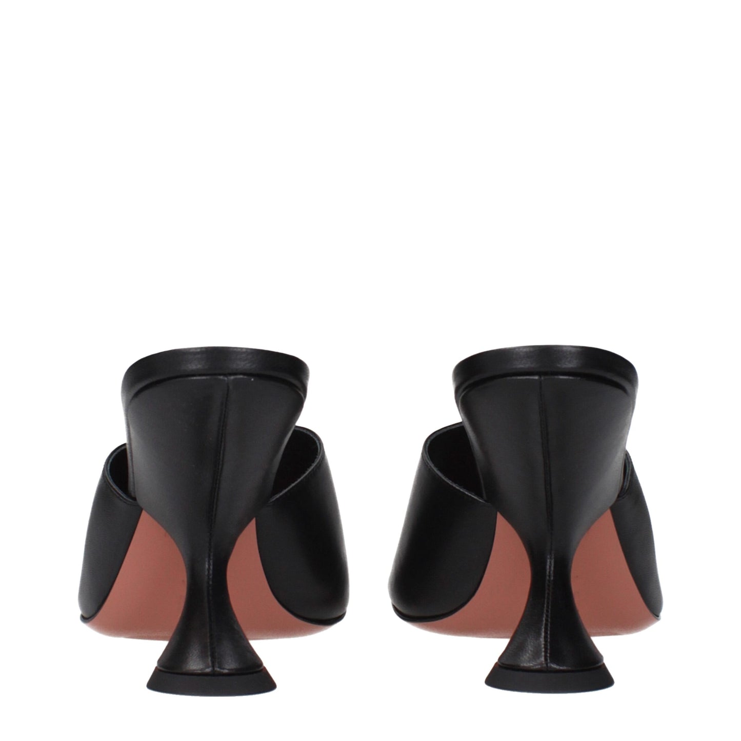 Amina Muaddi Schwarze Leder-Stilettos mit Pfennigabsatz