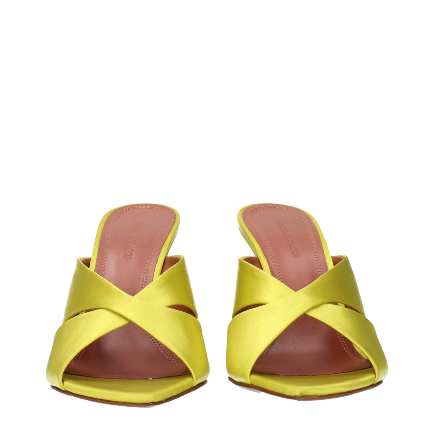 Amina Muaddi Grüne Satin-Stilettosandalen