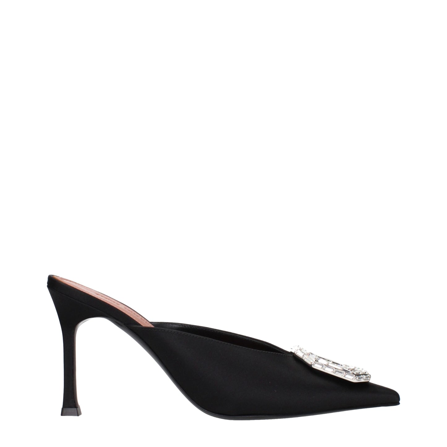 Amina Muaddi Schwarze Satin-Pumps