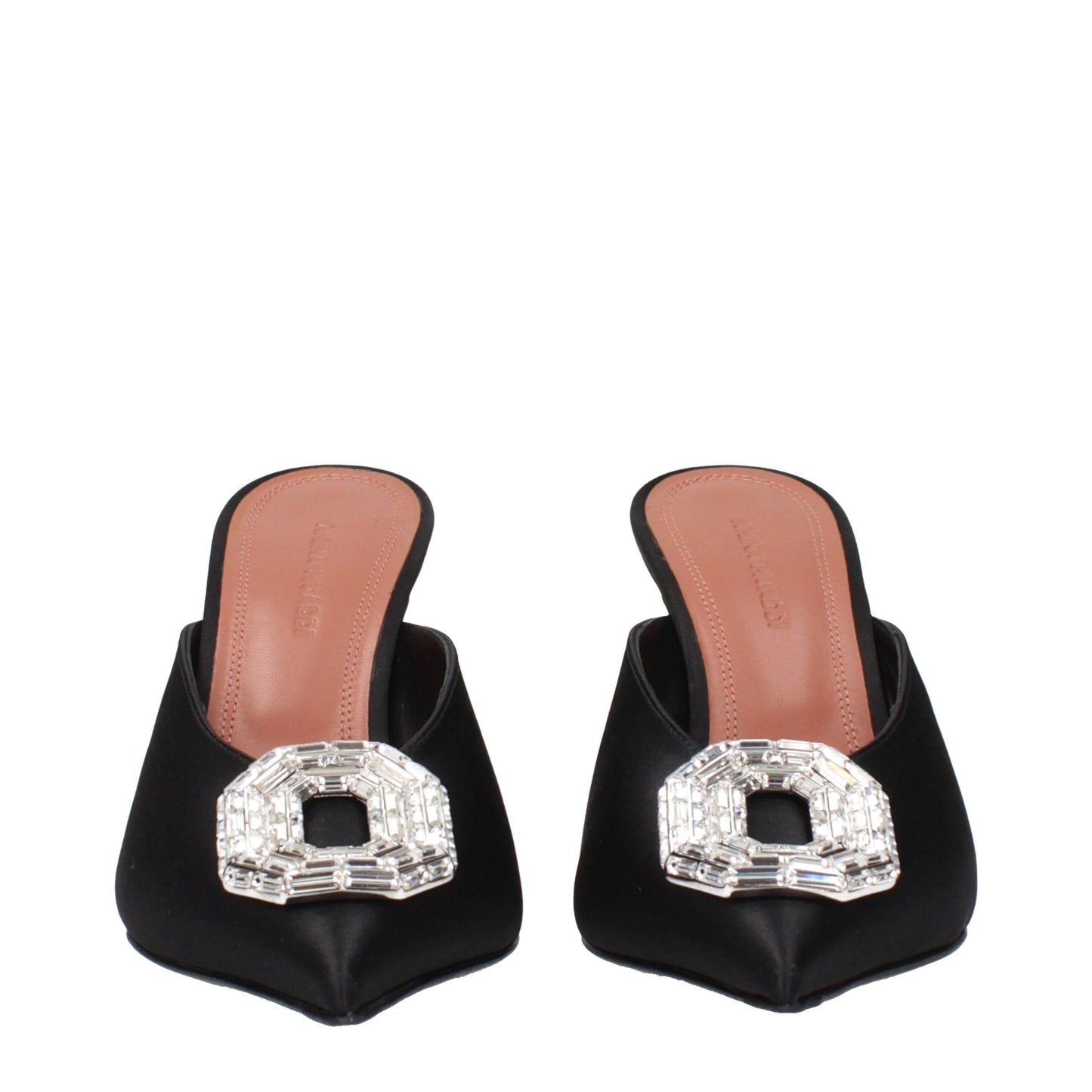 Amina Muaddi Schwarze Satin-Pumps