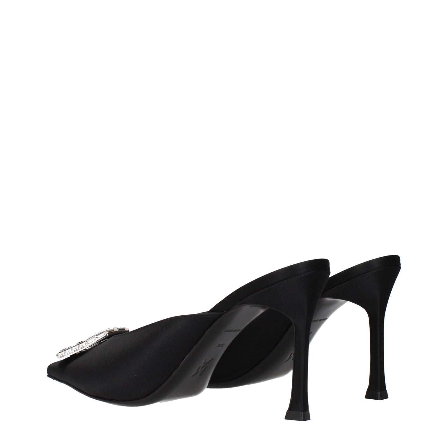 Amina Muaddi Schwarze Satin-Pumps