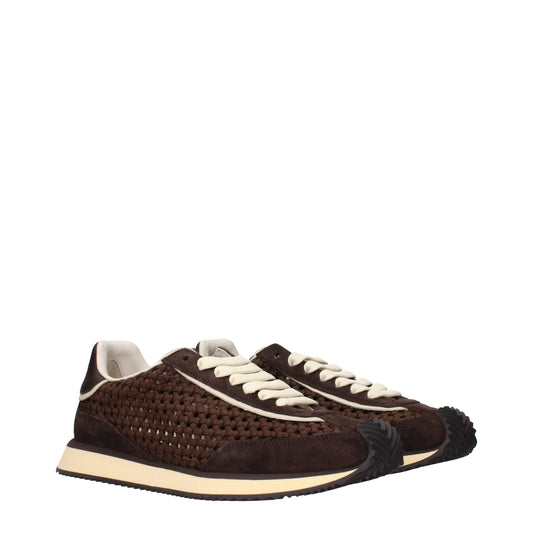 Dolce & Gabbana Braune Stoff-Sneaker mit niedrigem Schaft