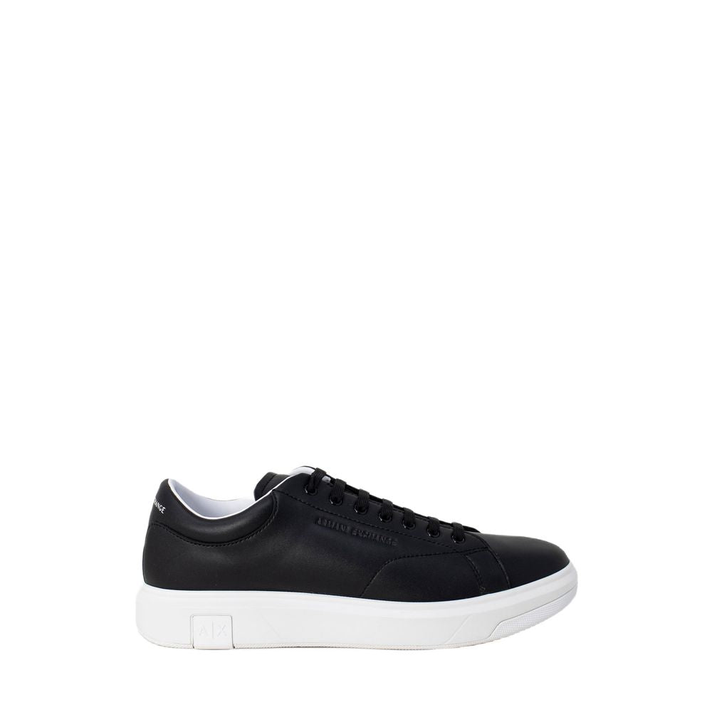Armani Exchange Schwarze Leder-Sneaker mit niedrigem Schaft