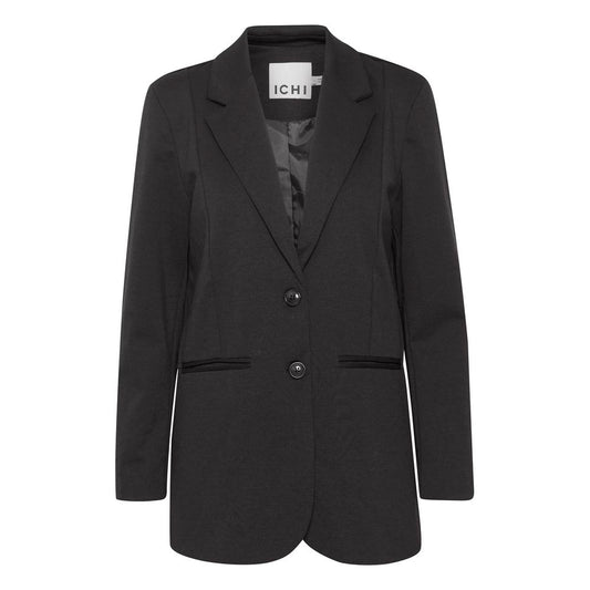 ICHI Schwarzer Blazer aus recyceltem Polyester