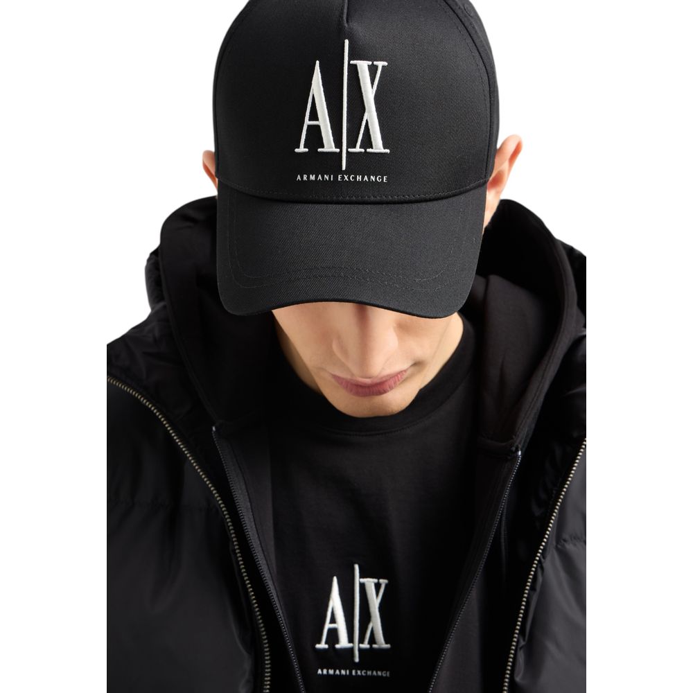 Armani Exchange Schwarze Baumwoll-Kappe (Baseball-Mütze)