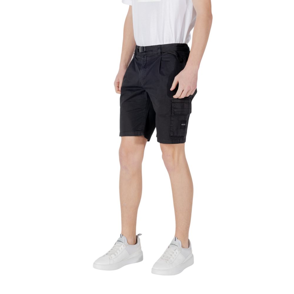 Hugo Boss Schwarze Baumwoll-Bermuda-Shorts