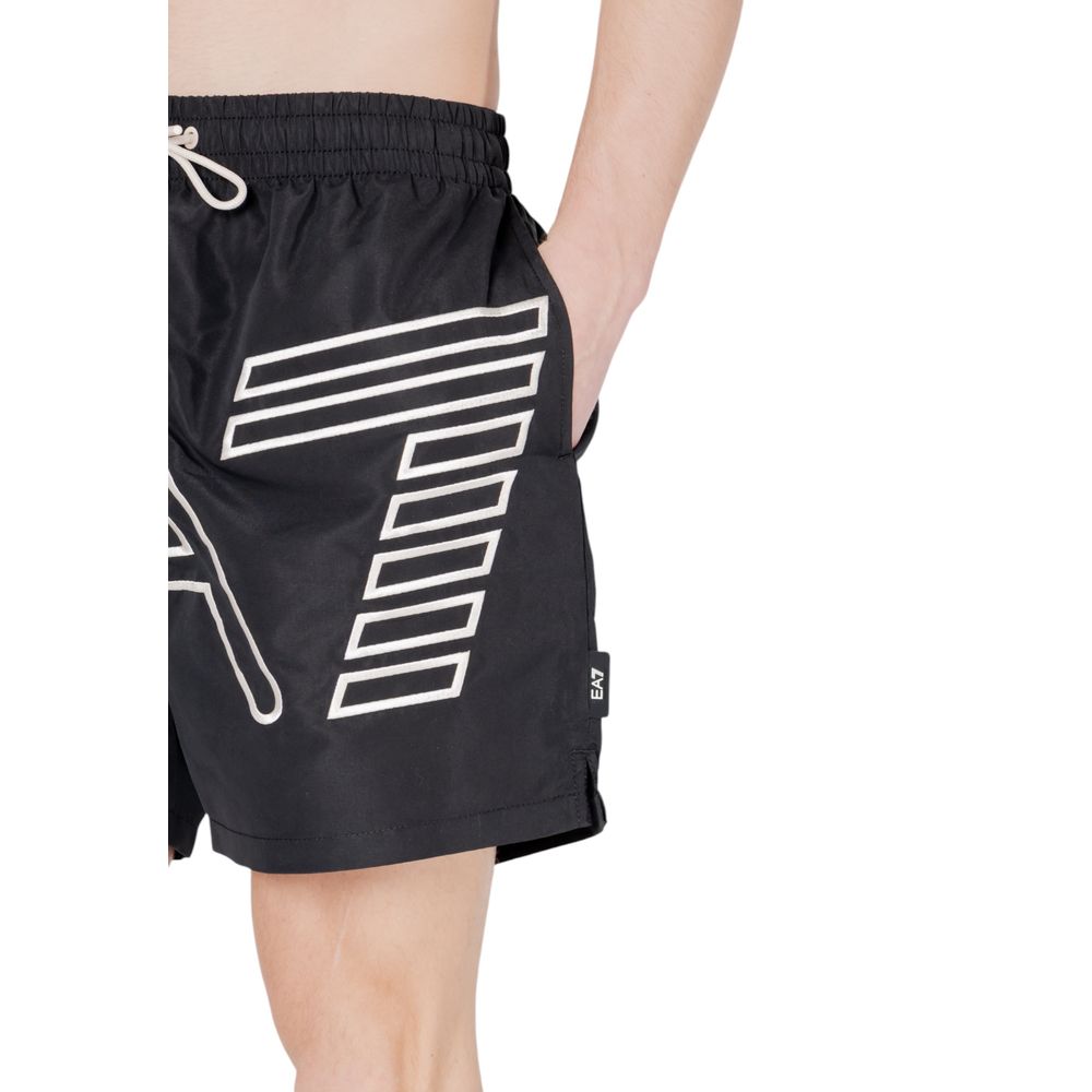 EA7 Emporio Armani Schwarze Badeshorts aus Polyester