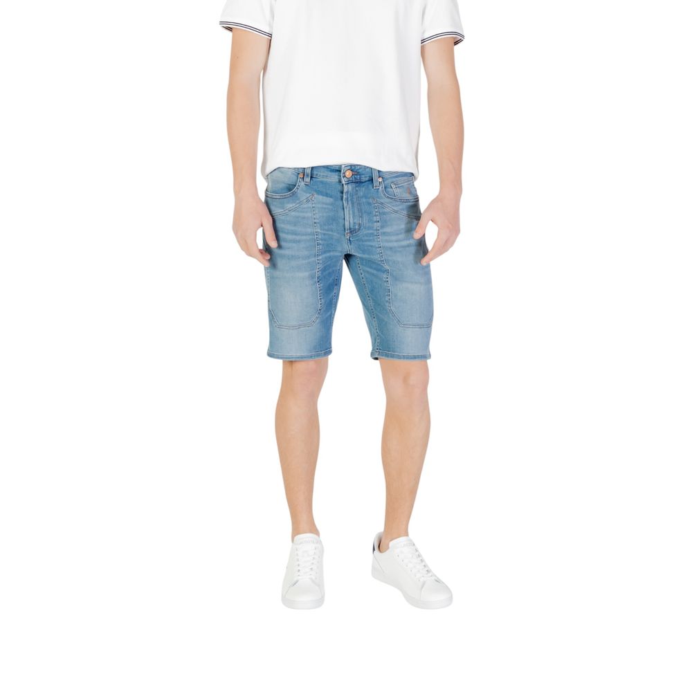 Jeckerson Hellblaue Baumwoll-Bermuda-Shorts