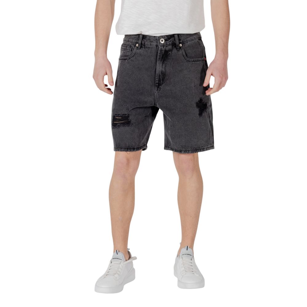 Gianni Lupo Schwarze Baumwoll-Bermuda-Shorts