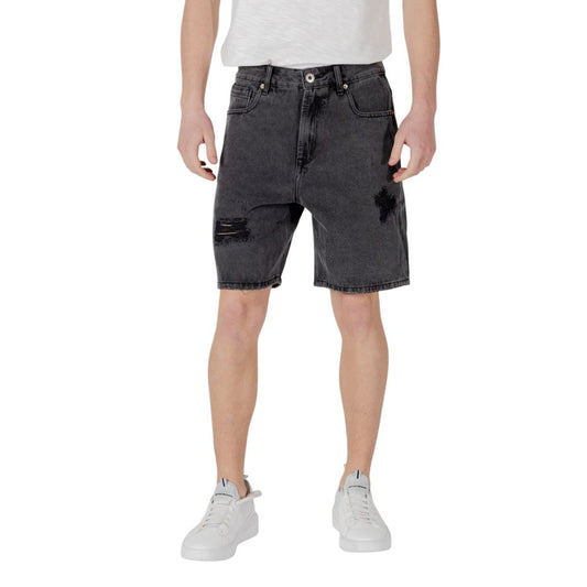 Gianni Lupo Schwarze Baumwoll-Bermuda-Shorts