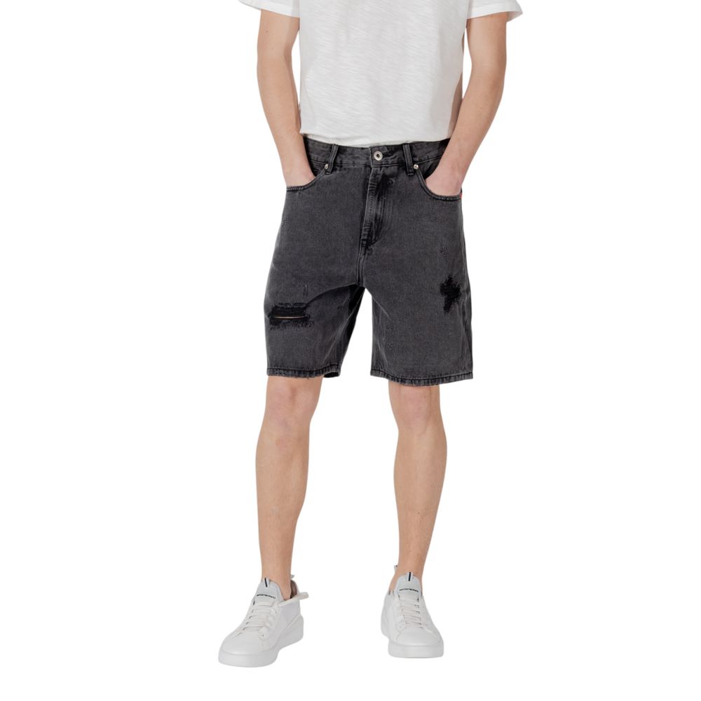 Gianni Lupo Schwarze Baumwoll-Bermuda-Shorts