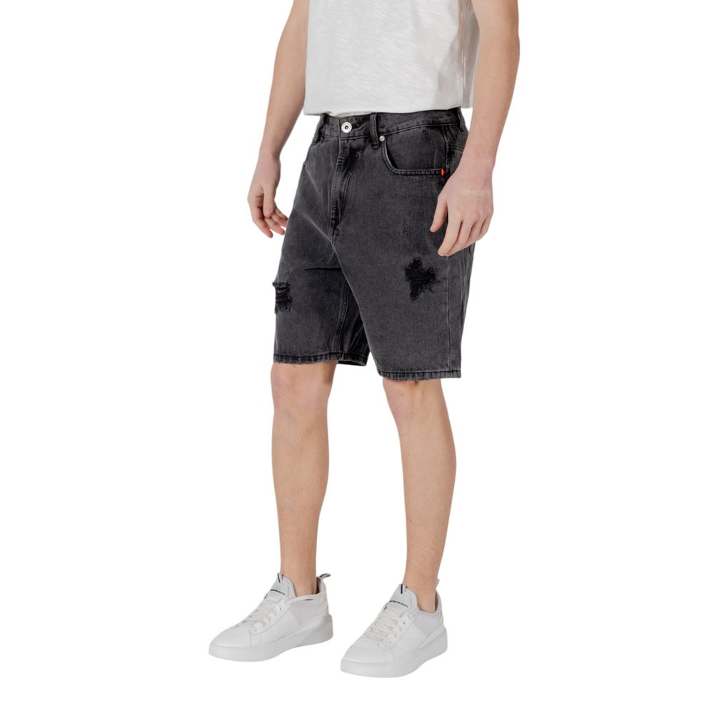 Gianni Lupo Schwarze Baumwoll-Bermuda-Shorts