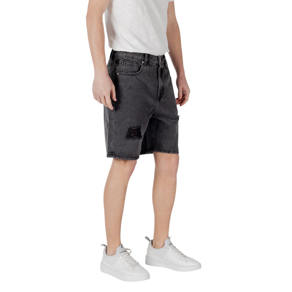 Gianni Lupo Schwarze Baumwoll-Bermuda-Shorts