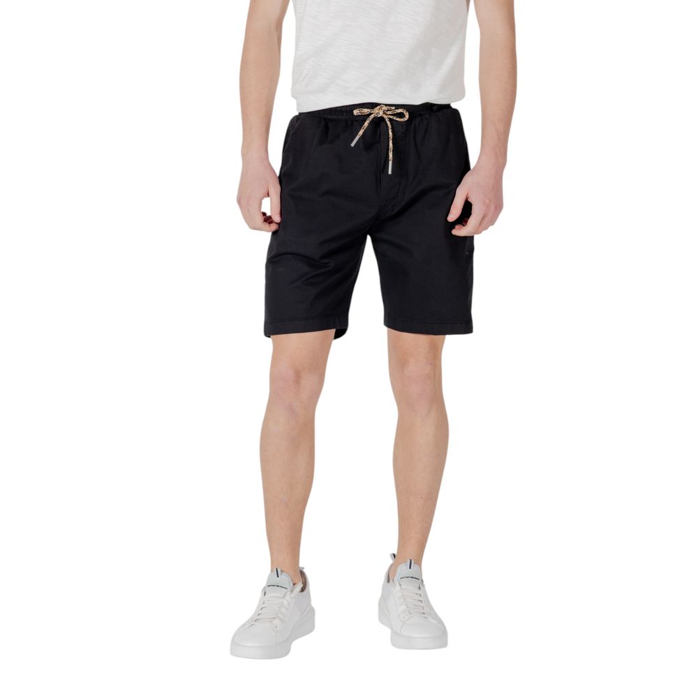 Gianni Lupo Schwarze Baumwoll-Bermuda-Shorts