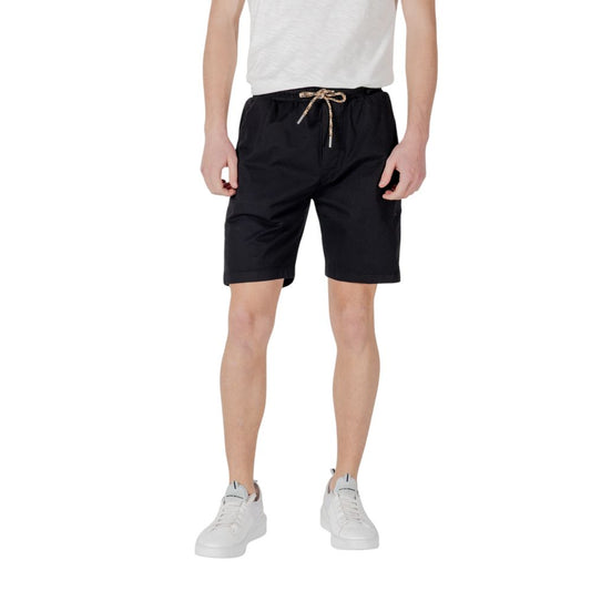 Gianni Lupo Schwarze Baumwoll-Bermuda-Shorts