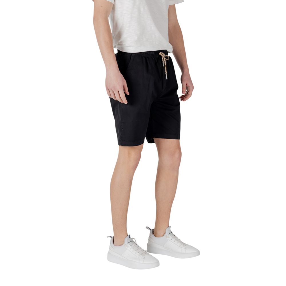 Gianni Lupo Schwarze Baumwoll-Bermuda-Shorts