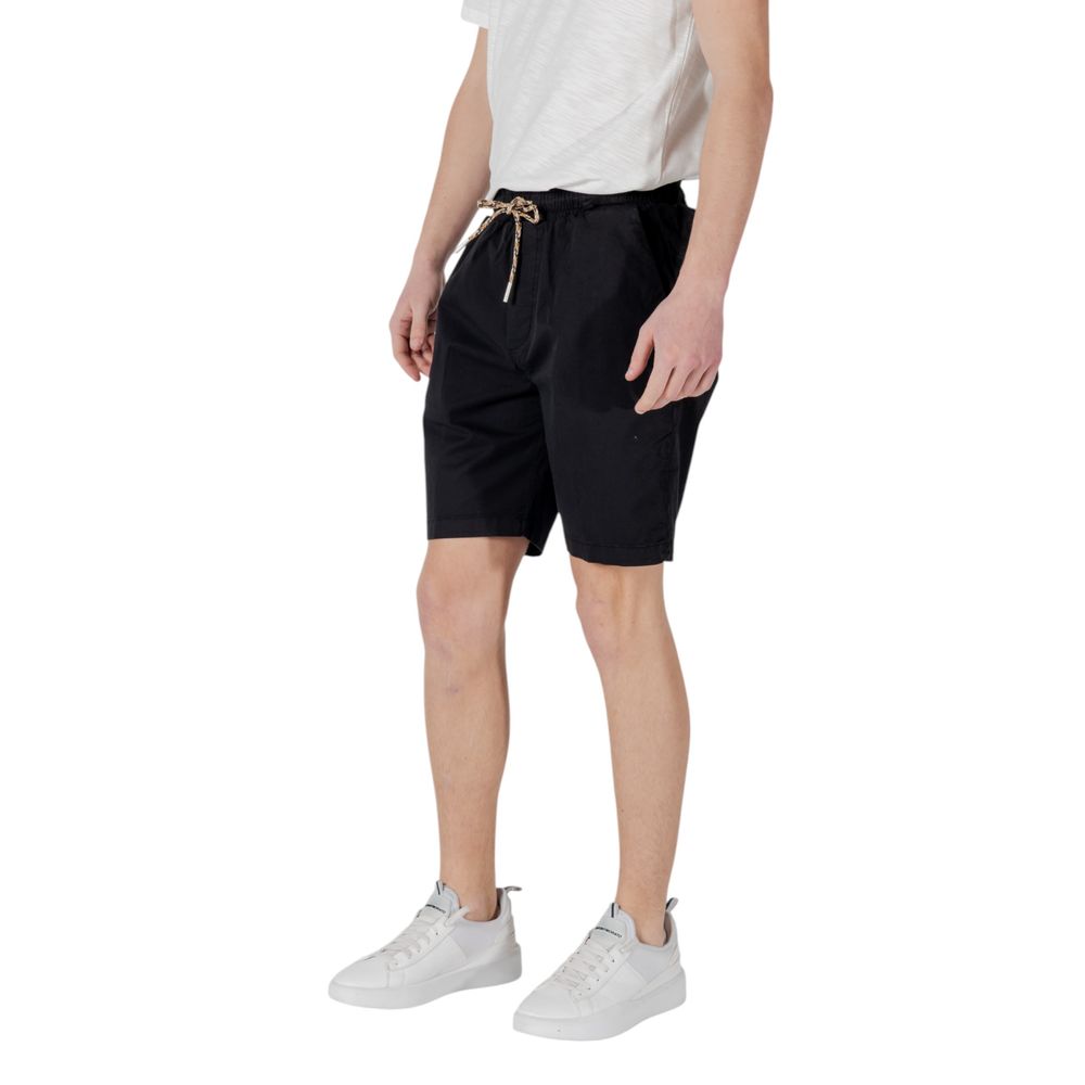Gianni Lupo Schwarze Baumwoll-Bermuda-Shorts