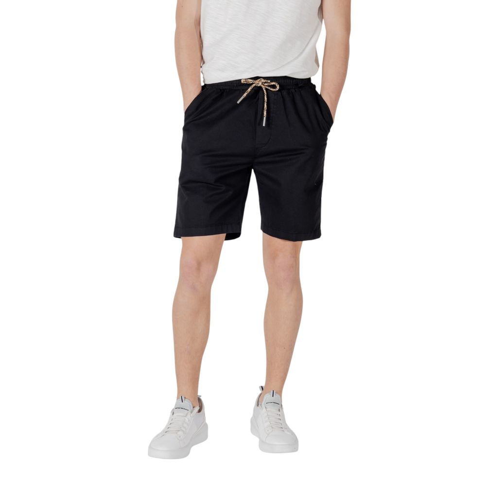 Gianni Lupo Schwarze Baumwoll-Bermuda-Shorts